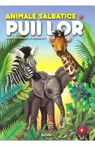 Animale salbatice si puii lor. Carte de colorat cu abtibilduri