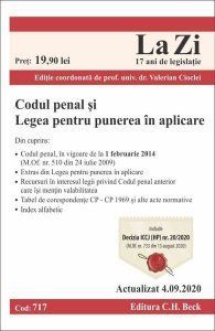 Codul penal şi Legea pentru punerea în aplicare. Actualizat la 04.09.2020