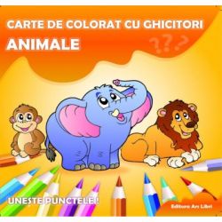Carte de colorat cu ghicitori. Uneste punctele. Animale