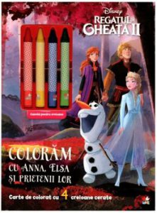 Disney. Regatul de gheata II Coloram cu Anna, Elsa si prietenii lor. Contine 4 creioane cerate