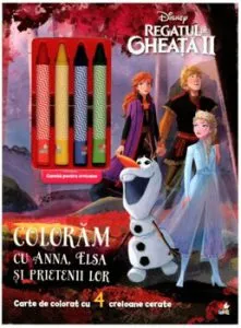 Disney. Regatul de gheata II Coloram cu Anna, Elsa si prietenii lor. Contine 4 creioane cerate