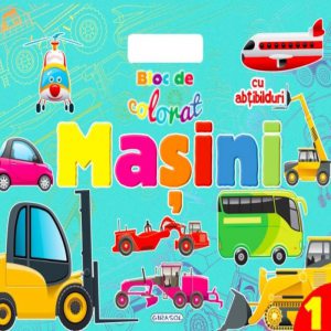 Bloc de colorat cu abtibilduri - Masini