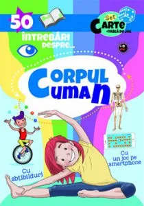 50 INTREBARI DESPRE CORPUL UMAN. Cu abtibilduri. Cu un joc pe smartphone. Set carte   Tabla de joc