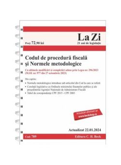 Codul de procedură fiscală și Normele metodologice de aplicare. Cod 789. Actualizat la 22.01.2024
