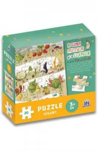 In lumea fructelor si a animalelor cu micul catel de usturoi. Puzzle gigant