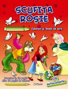 Scufita Rosie. Colorezi si inveti sa scrii. 28 de autocolante
