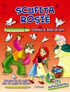 Scufita Rosie. Colorezi si inveti sa scrii. 28 de autocolante