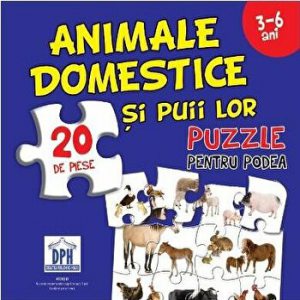 Animale domestice si puii lor. Puzzle pentru podea