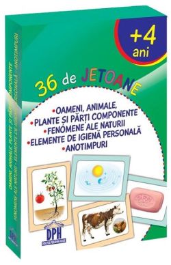 36 de jetoane - Oameni, animale, plante și părți componente, fenomene ale naturii, elemente de igienă personală, anotimpuri