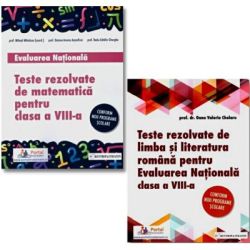 Pachet Evaluarea Nationala clasa 8. Teste rezolvate de limba si literatura romana si matematica