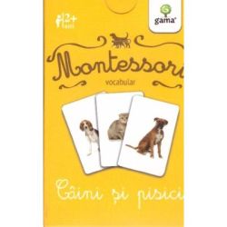 Carti de joc Montessori. Vocabular. Caini si pisici