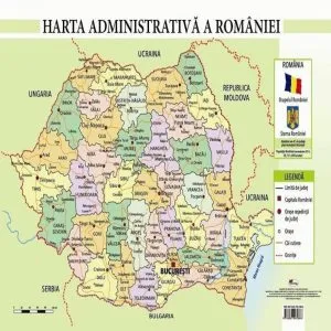 Harta administrativa a Romaniei - plansa a4 de Celina Iordache