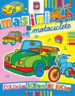 Masini si motociclete. Carte de colorat