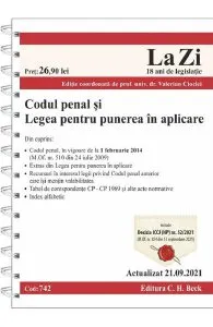 Codul penal si Legea de punere in aplicare Act. 21.09.2021