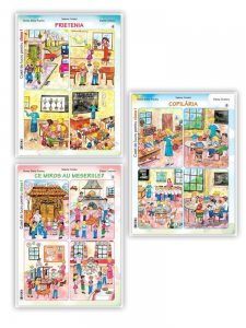 Set 3 caiete de lucru pentru clasa I - semestrul al II-lea (Prietenia, Ce miros au meseriile, Copilaria )