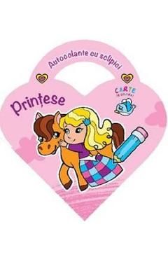 Carte de colorat: Printese. Autocolante cu sclipici