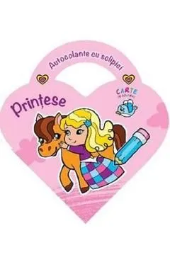 Carte de colorat: Printese. Autocolante cu sclipici