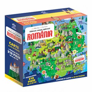 Calatoreste, invata, exploreaza Romania. Carte cu 22 de pagini   puzzle oval 210 piese