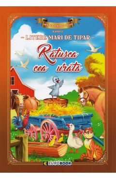 Ratusca cea urata. Carte de colorat cu povesti scrisa cu litere mari de tipar