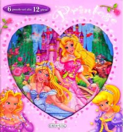 Carte cu puzzle. Prințese (6 puzzle-uri din 12 piese)