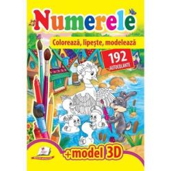 Numerele. Coloreaza, lipeste, modeleaza. 192 autocolante   model 3D