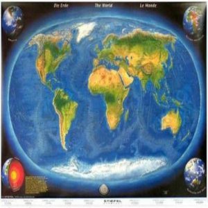 Harta panoramica a lumii cu relief oceanic