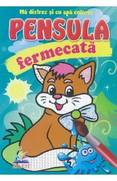 Pensula fermecata. Ma distrez si cu apa colorez. Pisicuta
