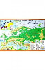Harta de perete de Europa. Harta Fizica + Harta Politica