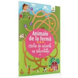 Carte de colorat cu activitati. Animale de la ferma