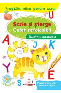 Scrie si sterge: Invatam alfabetul. Caiet refolosibilWhiteboard marker