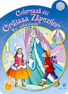 Coloreaza cu Craiasa Zapezilor. Cu autocolante
