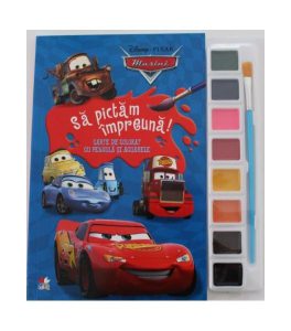 Disney. Mașini. Să pictăm împreună! Carte de colorat cu pensulă și acuarele (format mic)