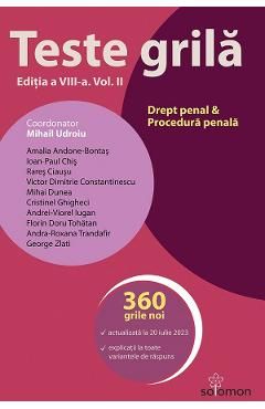 Teste grila Vol.2: Drept penal. Procedura penala Ed.8
