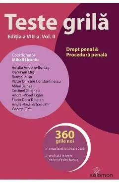 Teste grila Vol.2: Drept penal. Procedura penala Ed.8 de Mihail Udroiu