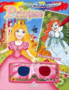 Cartea mea 3D de colorat. Printese. Cu ochelari 3D!