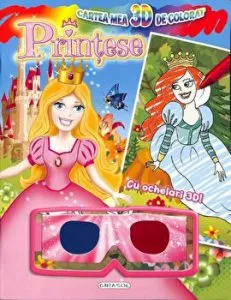 Cartea mea 3D de colorat. Printese. Cu ochelari 3D!