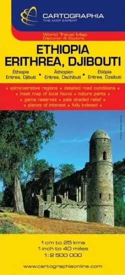 Hartă rutieră Etiopia, Eriteria, Djibouti