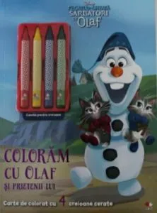 Disney. Regatul de gheata. Sarbatori cu Olaf. Coloram cu Olaf si prietenii lui. Contine 4 creioane cerate