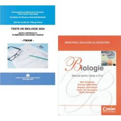 Pachet admitere in Invatamantul universitar medical FMAM: Teste de biologie 2024 si Manual de biologie clasa a 11-a