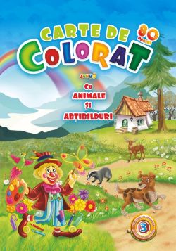 Carte de colorat Jumbo cu animale si abtibilduri