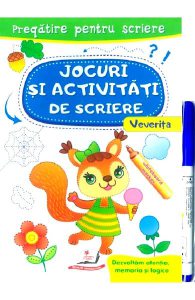 Scrie si sterge. Veverita. Jocuri si activitati de scriere. Caiet refolosibilwhiteboard marker