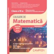 Culegere de matematica. Clasa a 9-a. Semestrul 1. Filiera teoretica, specializarea matematica-informatica de Marius Burtea