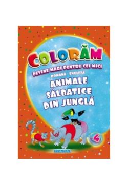 Animale sălbatice din junglă. Desene mari pentru cei mici română-engleză