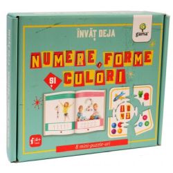 Invat deja numere, forme si culori. 8 mini-puzzle-uri