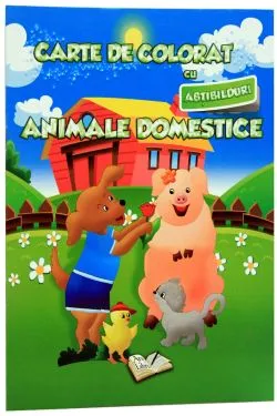 Carte de colorat cu abtibilduri - Animale domestice