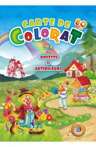 Carte de colorat Jumbo 4 cu povesti si abtibilduri