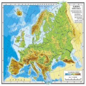 Europa- harta fizico-administrativa plastifiata A4
