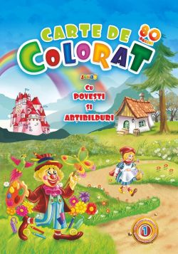 Carte de colorat Jumbo cu povesti si abtibilduri