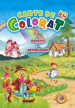 Carte de colorat Jumbo cu povesti si abtibilduri