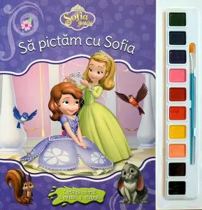 Disney. Sofia Întâi. Să pictăm cu Sofia. Carte de colorat cu pensulă și acuarele de Disney